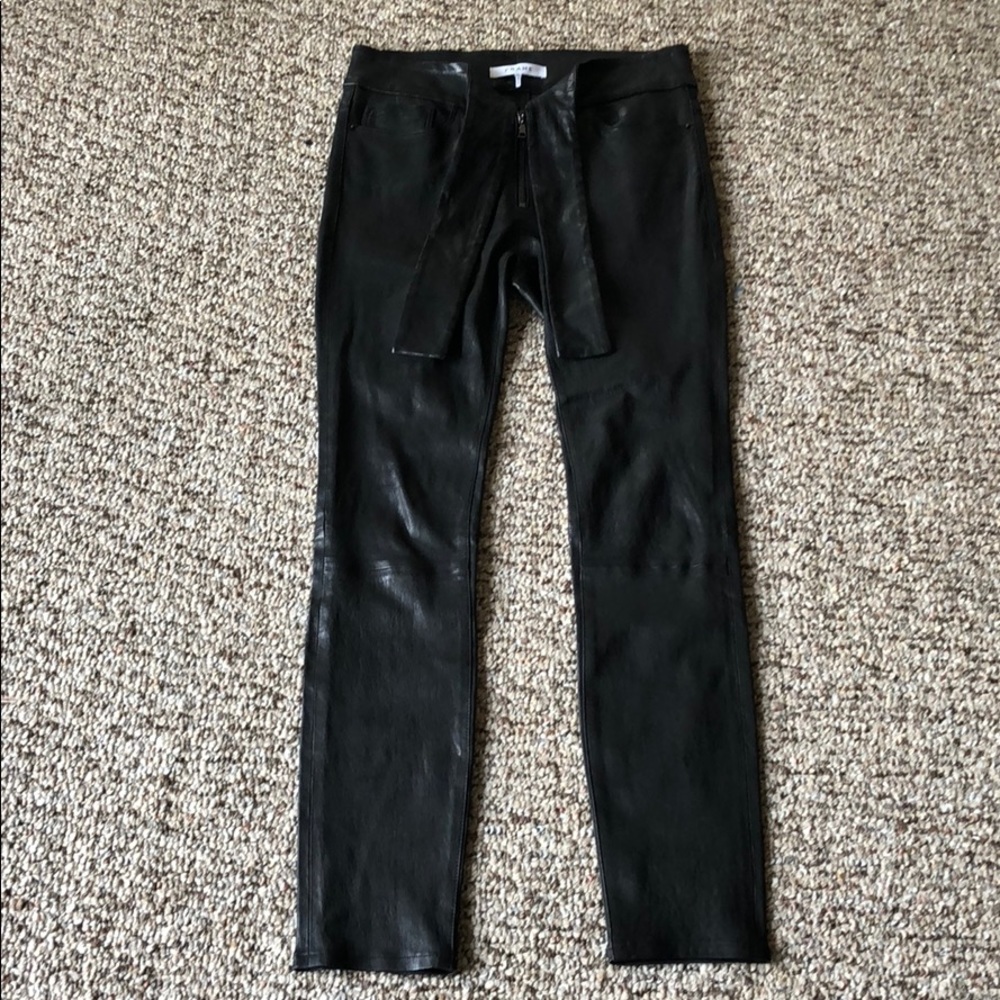 ✨NEW FRAME leather Tie Waist Skinny Pants size 27✨